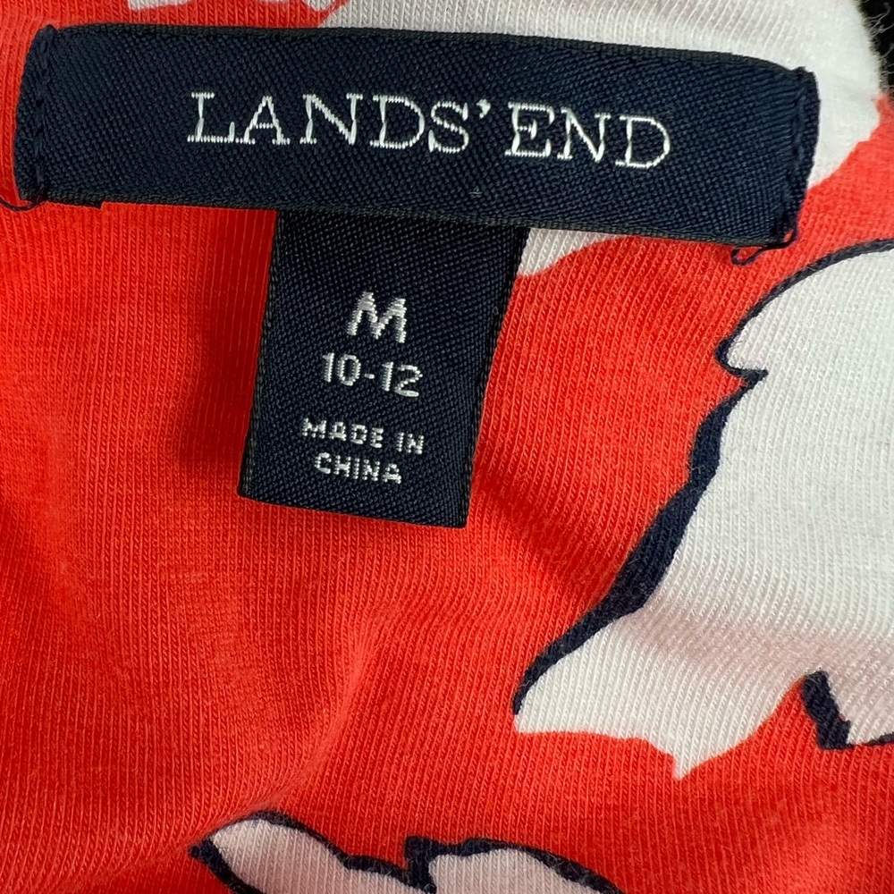 LANDS’ END NWOT ORANGE & WHITE ROSES SOFT COTTON BLEND SLIPON DRESS QUALITY MADE - Picture 7 of 8